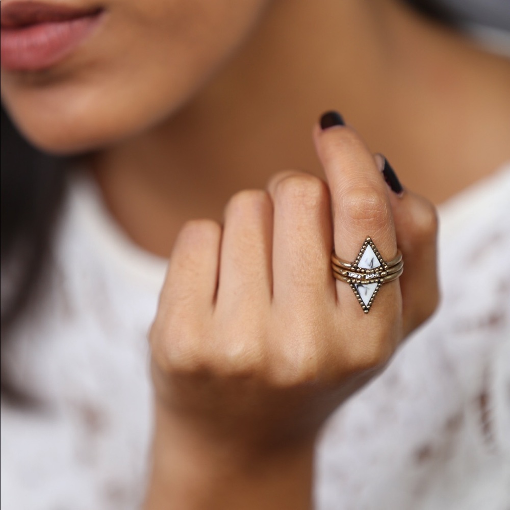 Gold Triple Ring Stack Size 7 - Picture 7 of 7